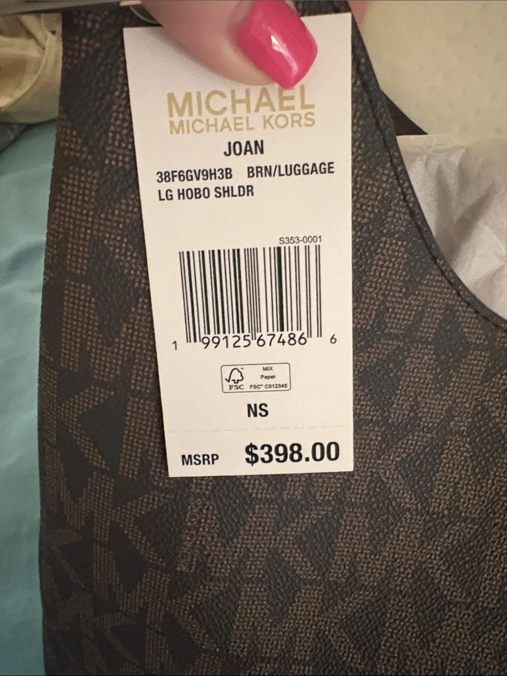 Michael Kors Brown Logo Jacquard Shoulder Bag with Gold Hardware
